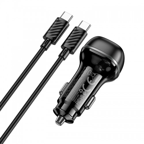 Адаптер автомобильный Hoco rank single port Car charger Z58 (Type-C to Type-C set) |1Type-C, 30W/3A, черный