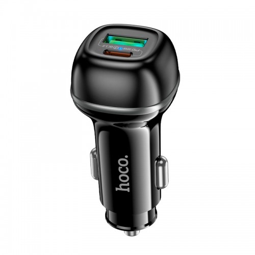 Адаптер автомобільний Hoco Rank dual port Car charger Z58A |1USB/1Type-C, 48W/3A, PD30W/QC| black