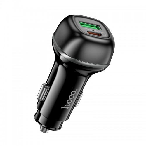 Адаптер автомобільний Hoco Rank dual port Car charger Z58A |1USB/1Type-C, 48W/3A, PD30W/QC| black