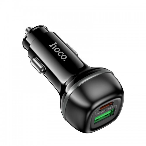 Адаптер автомобільний Hoco Rank dual port Car charger Z58A |1USB/1Type-C, 48W/3A, PD30W/QC| black