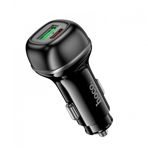 Адаптер автомобільний Hoco Rank dual port Car charger Z58A |1USB/1Type-C, 48W/3A, PD30W/QC| black