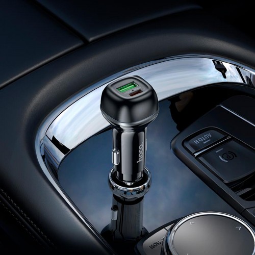 Адаптер автомобільний Hoco Rank dual port Car charger Z58A |1USB/1Type-C, 48W/3A, PD30W/QC| black
