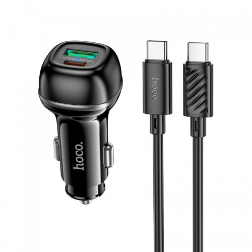 Адаптер автомобільний Hoco Rank dual port Car charger Z58A (Type-C to Type-C set) |1USB/1Type-C, 48W black