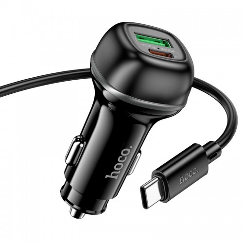 Адаптер автомобільний Hoco Rank dual port Car charger Z58A (Type-C to Type-C set) |1USB/1Type-C, 48W black