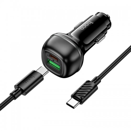 Адаптер автомобільний Hoco Rank dual port Car charger Z58A (Type-C to Type-C set) |1USB/1Type-C, 48W black