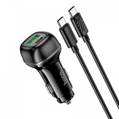 Адаптер автомобільний Hoco Rank dual port Car charger Z58A (Type-C to Type-C set) |1USB/1Type-C, 48W black