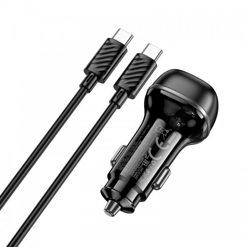Адаптер автомобільний Hoco Rank dual port Car charger Z58A (Type-C to Type-C set) |1USB/1Type-C, 48W black
