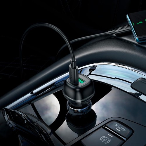 Адаптер автомобільний Hoco Rank dual port Car charger Z58A (Type-C to Type-C set) |1USB/1Type-C, 48W black