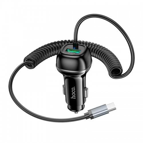 Адаптер автомобильный HOCO Rank car charger Z58B (Type-C cable set) |1Type-C, 48W/3A, PD30W/QC|