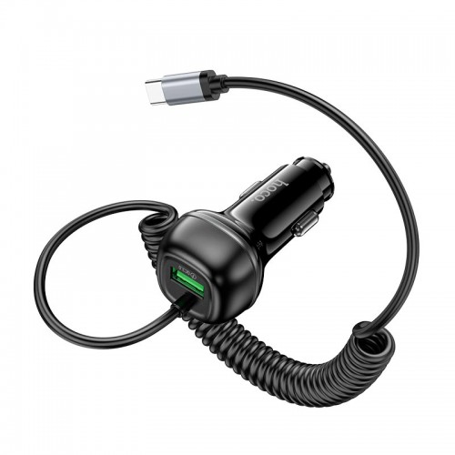 Адаптер автомобильный HOCO Rank car charger Z58B (Type-C cable set) |1Type-C, 48W/3A, PD30W/QC|