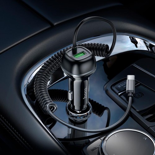 Адаптер автомобильный HOCO Rank car charger Z58B (Type-C cable set) |1Type-C, 48W/3A, PD30W/QC|