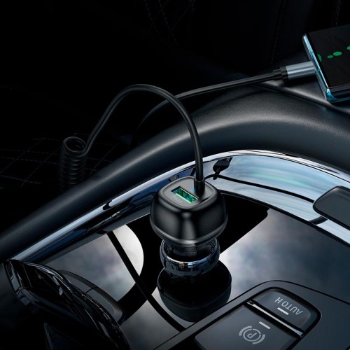 Адаптер автомобильный HOCO Rank car charger Z58B (Type-C cable set) |1Type-C, 48W/3A, PD30W/QC|