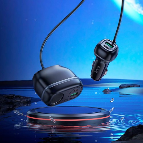 Адаптер автомобільний Hoco Rank Car charger Z59A |2USB/2TypeC/1 slot 240W cigarette lighter, PD30W/Q black