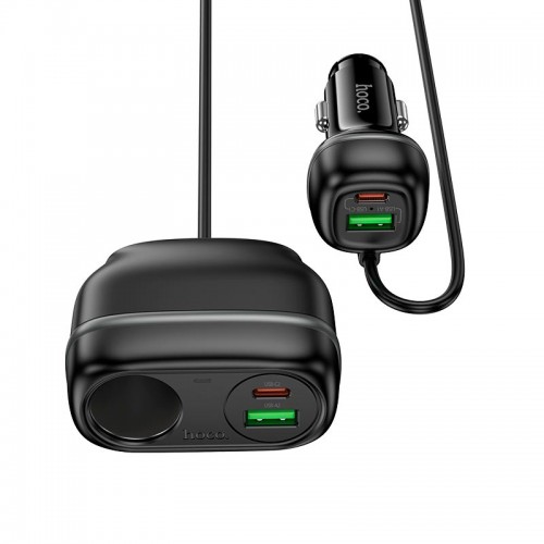 Адаптер автомобильный Hoco Rank Car charger Z59A |2USB/2TypeC/1 слот 240W прикуриватель, PD30W/Q черный