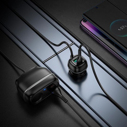Адаптер автомобильный Hoco Rank Car charger Z59A |2USB/2TypeC/1 слот 240W прикуриватель, PD30W/Q черный