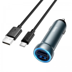 Адаптер автомобільний Hoco Prosperous dual-port Car charger (Type - c set) Z54 |2USB, 15.5W/2.4A| grey