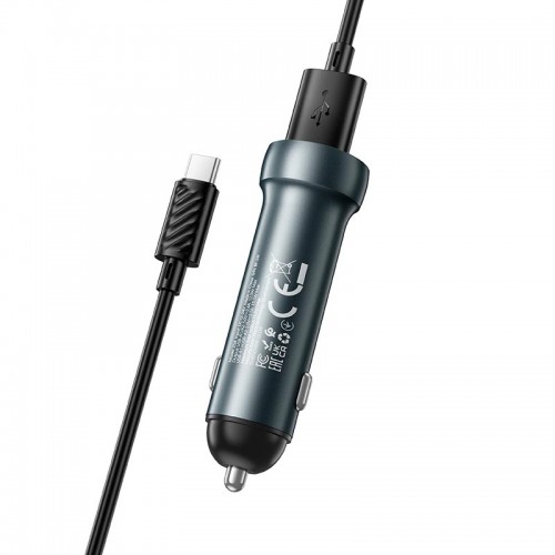 Адаптер автомобільний Hoco Prosperous dual-port Car charger (Type - c set) Z54 |2USB, 15.5W/2.4A| grey