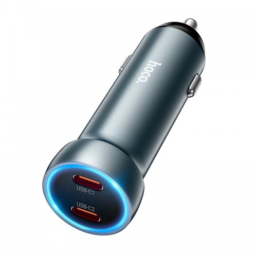 Адаптер автомобільний Hoco Prosperous (2C) Car charger Z54B |2Type-C, PD/QC, 60W/3A| grey