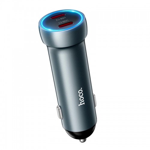 Адаптер автомобільний Hoco Prosperous (2C) Car charger Z54B |2Type-C, PD/QC, 60W/3A| grey
