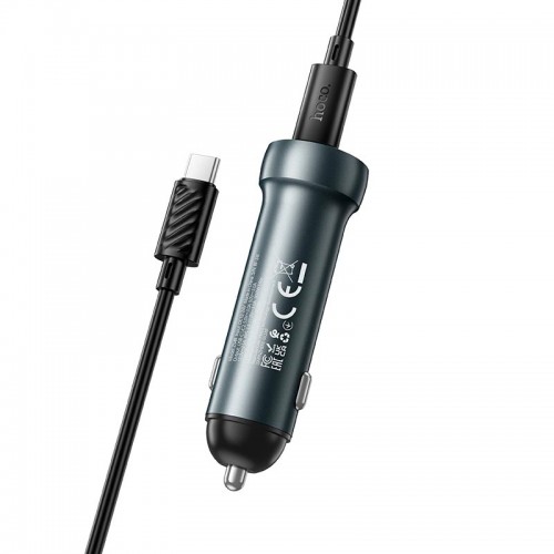 Адаптер автомобільний Hoco Prosperous (2C) Car charger Z54B (Type-C to Type-C set) |2Type-C, PD/QC, 60W/3A| grey