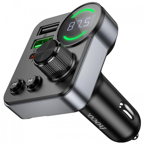 Адаптер автомобільний HOCO Alegria dual port car BT FM transmitter E86 |2USB/Type-C, 48W/3A, PD/QC| black