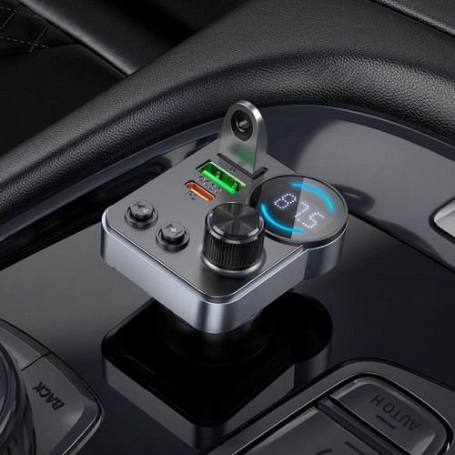 Адаптер автомобільний HOCO Alegria dual port car BT FM transmitter E86 |2USB/Type-C, 48W/3A, PD/QC| black