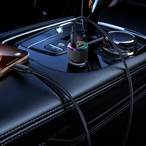 Адаптер автомобільний Hoco Avant-garde Car charger NZ17 (Type-C to Type-C set) |2USB/Type-C, 75W/3A, PD/QC| black