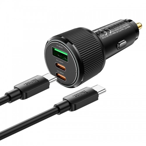 Адаптер автомобільний Hoco Avant-garde Car charger NZ17 (Type-C to Type-C set) |2USB/Type-C, 75W/3A, PD/QC| black