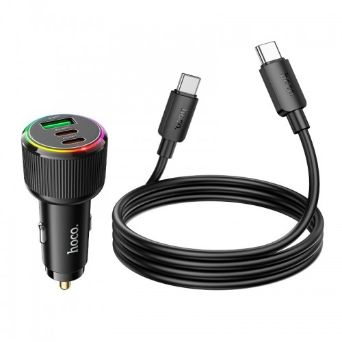 Адаптер автомобільний Hoco Avant-garde Car charger NZ17 (Type-C to Type-C set) |2USB/Type-C, 75W/3A, PD/QC| black