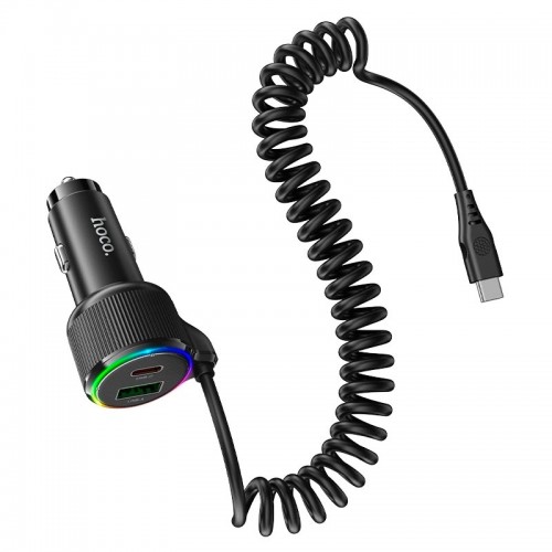 Адаптер автомобільний Hoco Avant-garde Car charger NZ17A (Type-C cable) |1USB/Type-C, 50W/3A, PD/QC| black