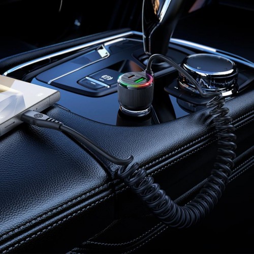 Адаптер автомобільний Hoco Avant-garde Car charger NZ17A (Type-C cable) |1USB/Type-C, 50W/3A, PD/QC| black