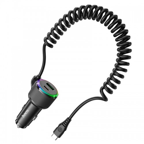 Адаптер автомобільний Hoco Avant-garde Car charger NZ17A (Type-C cable) |1USB/Type-C, 50W/3A, PD/QC| black