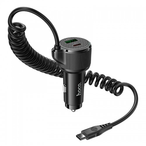 Адаптер автомобільний Hoco Avant-garde Car charger NZ17A (Type-C cable) |1USB/Type-C, 50W/3A, PD/QC| black