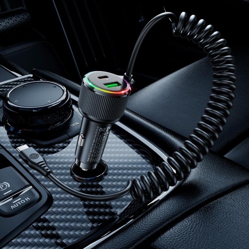 Адаптер автомобільний Hoco Avant-garde Car charger NZ17A (Type-C cable) |1USB/Type-C, 50W/3A, PD/QC| black