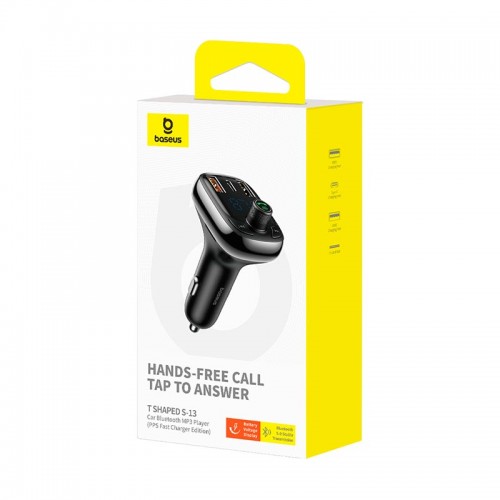 Адаптер автомобільний Baseus T Shaped Car Bluetooth MP3 Player S - 13 (PPS Fast Charger Edition) black