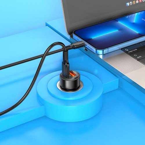 Адаптер автомобильный Borofone Smart dual port car charger BZ20 |1USB/1Type-C, 38W/3A, PD/QC|