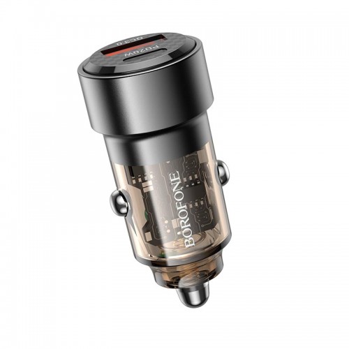 Адаптер автомобильный Borofone Smart dual port car charger BZ20 |1USB/1Type-C, 38W/3A, PD/QC|