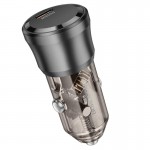 Адаптер автомобильный Borofone Clever single port car charger BZ24 |1Type-C, 20W/3A, PD/QC| прозрачный-черный