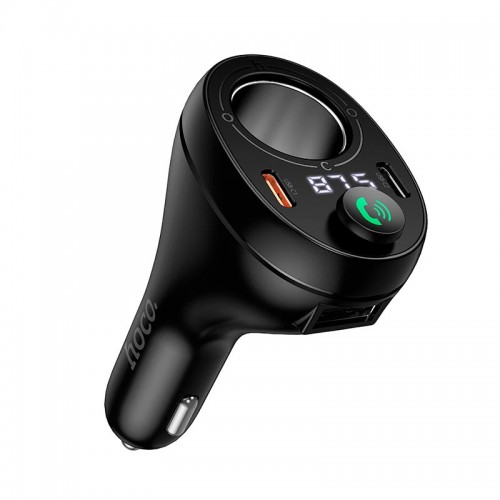 Адаптер автомобільний HOCO Star cigarette lighter car BT FM transmitter E88 |1USB/2Type-C/DC 120W, 35W/3A, PD/QC| black