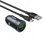 Адаптер автомобильный HOCO Micro USB кабель Энергия одноразовый QC3.0 автомобильное зарядное устройство Z62 |1USB, 18W/3A, QC| металлик-серый