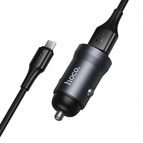 Адаптер автомобільний HOCO Micro USB cable Energy single-port QC3.0 car charger Z62 |1USB, 18W/3A, QC| metal-grey