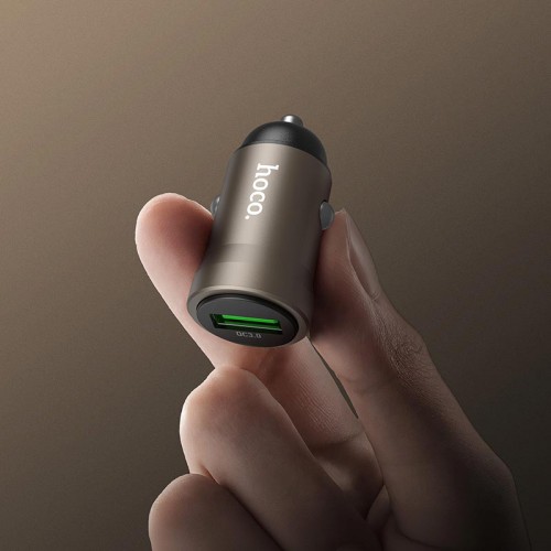 Адаптер автомобільний HOCO Micro USB cable Energy single-port QC3.0 car charger Z62 |1USB, 18W/3A, QC| metal-grey