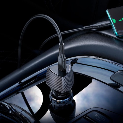 Адаптер автомобільний Borofone Solid single-port PD car charger BZ31B |1Type-C, 30W/3A, PD/QC| black
