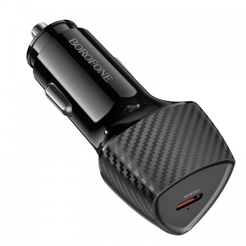 Адаптер автомобільний Borofone Solid single-port PD car charger BZ31B |1Type-C, 30W/3A, PD/QC| black