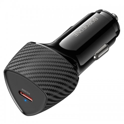 Адаптер автомобільний Borofone Solid single-port PD car charger BZ31B |1Type-C, 30W/3A, PD/QC| black