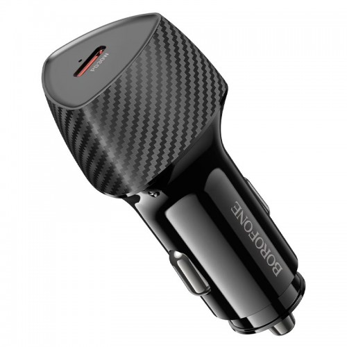 Адаптер автомобільний Borofone Solid single-port PD car charger BZ31B |1Type-C, 30W/3A, PD/QC| black