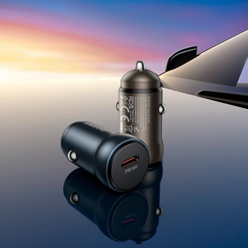 Адаптер автомобільний Borofone Fresh single port PD car charger BZ32 |1Type-C, 30W/3A, PD/QC| metal-grey