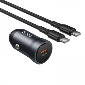 Адаптер автомобільний HOCO C to C cable Energy single port PD car charger Z62A |1Type-C, 30W/3A, PD/QC| metal-grey