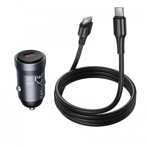 Адаптер автомобільний HOCO C to C cable Energy single port PD car charger Z62A |1Type-C, 30W/3A, PD/QC| metal-grey