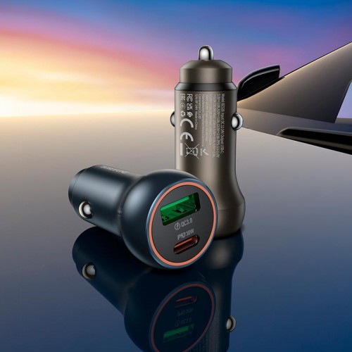 Адаптер автомобильный Borofone Fresh dual port PD car charger BZ32B |1Type-C/1USB, 48W/3A, PD/QC|